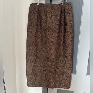 Talbots Brown Paisley Pencil Skirt